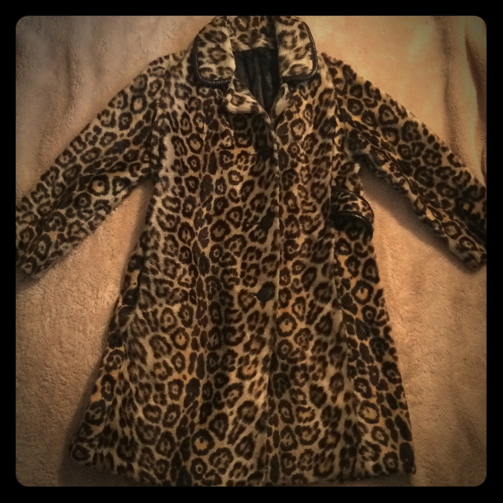 Vintage faux leopard coat, S